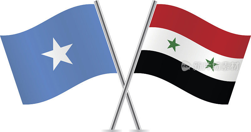 叙利亚和索马里国旗。向量。