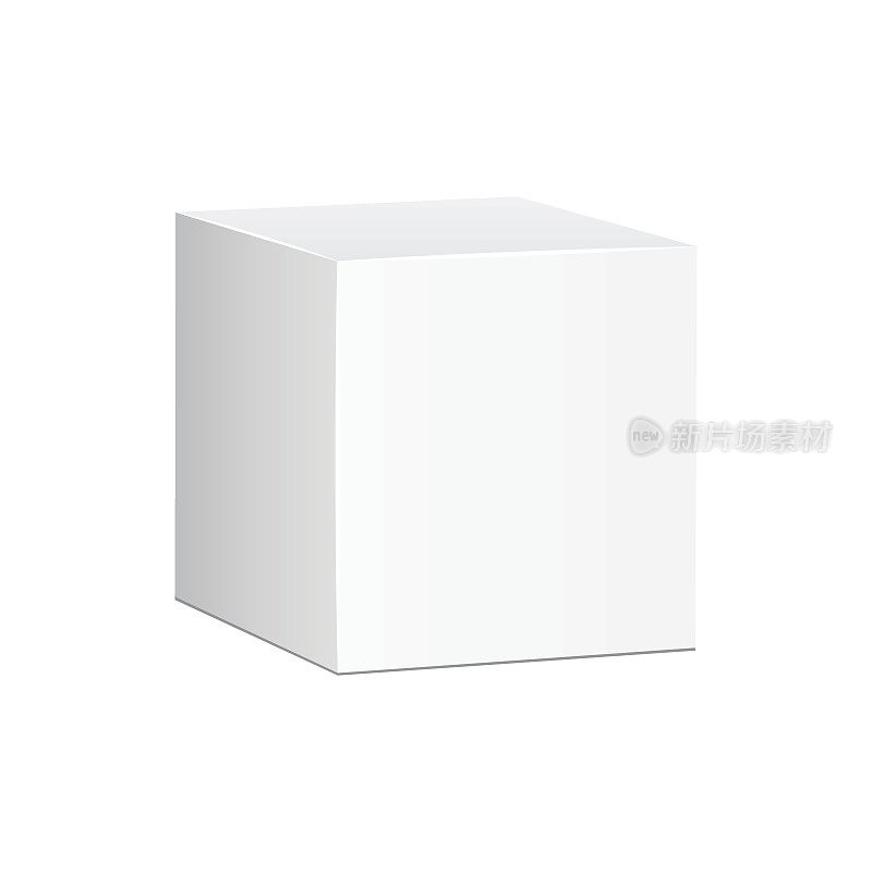 空白白色纸箱3d盒图标。