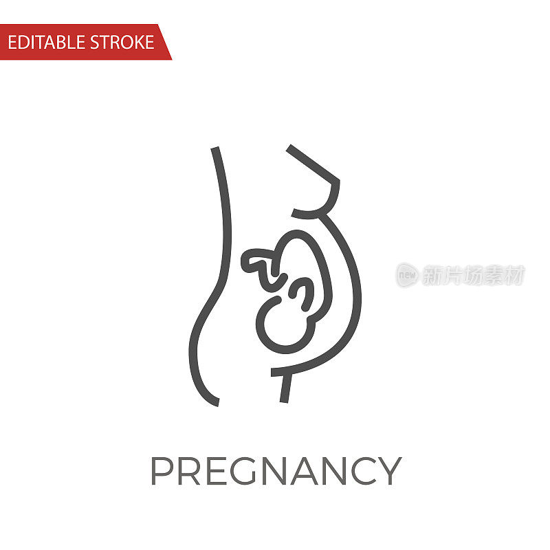 怀孕细线矢量图标。