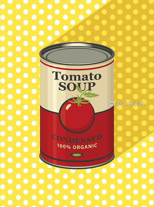 插图的罐头与标签番茄汤