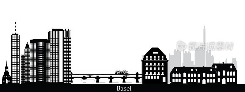 瑞士大都市巴塞尔的天际线