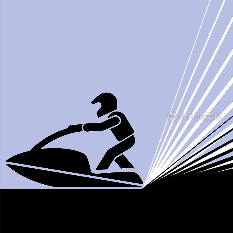 一个骑水上摩托的人的象形文字。