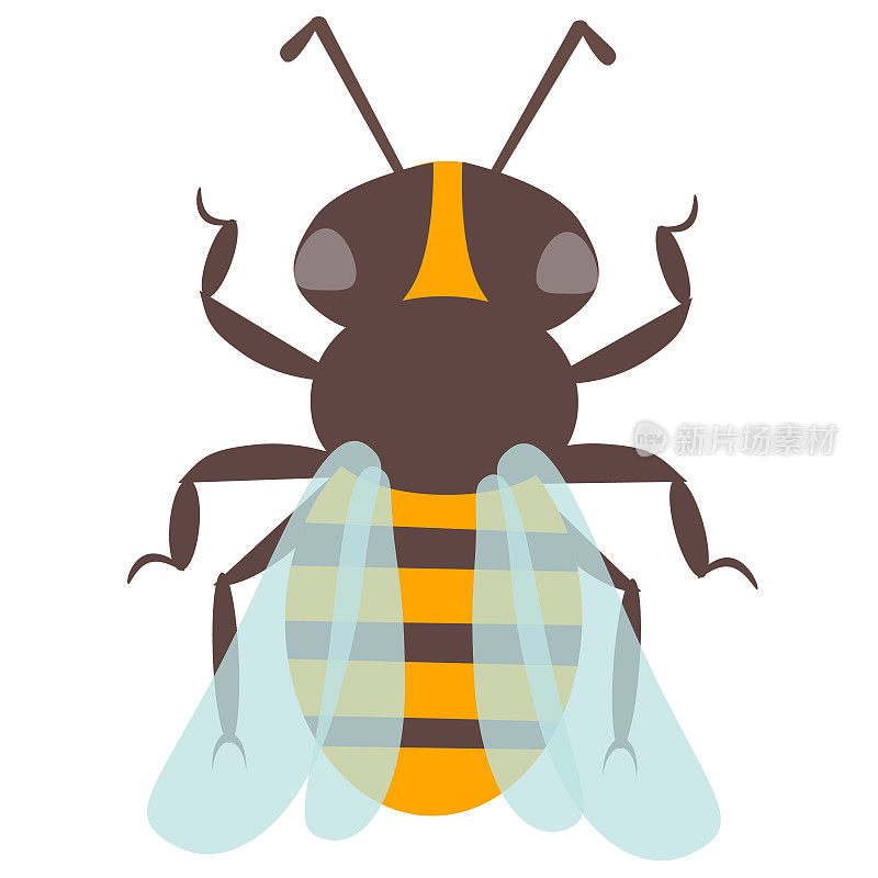 向量快乐卡通蜜蜂飞行美味蜂蜜昆虫隔离动物