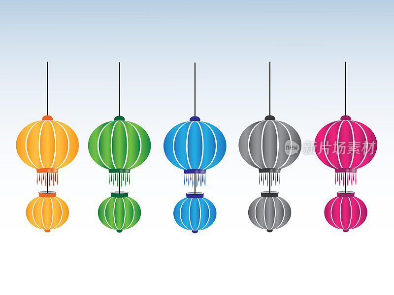 色彩丰富的两层传统中国和亚洲灯具