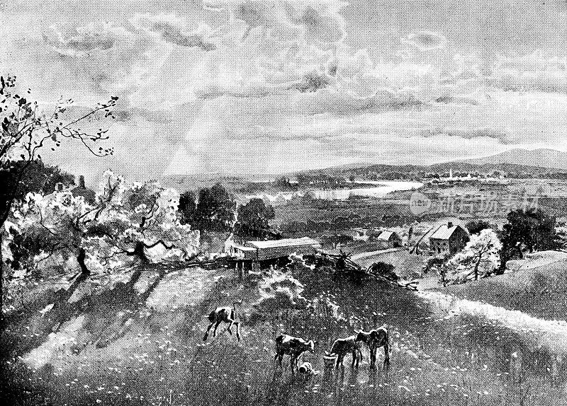 美国马萨诸塞州米德尔塞克斯郡的乡村景观――19世纪