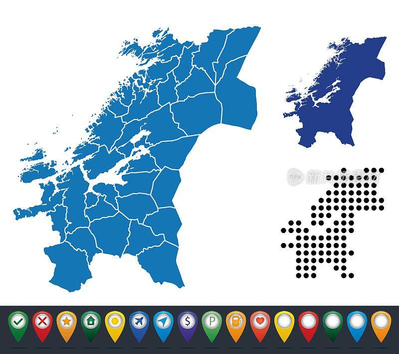 Trøndelag地区的集合地图