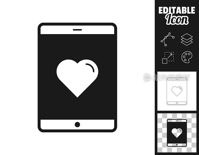 用心的平板电脑。图标设计。轻松地编辑