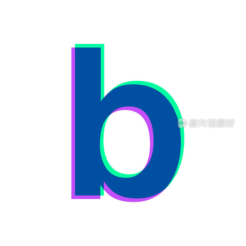 字母b.图标与两种颜色叠加在白色背景上