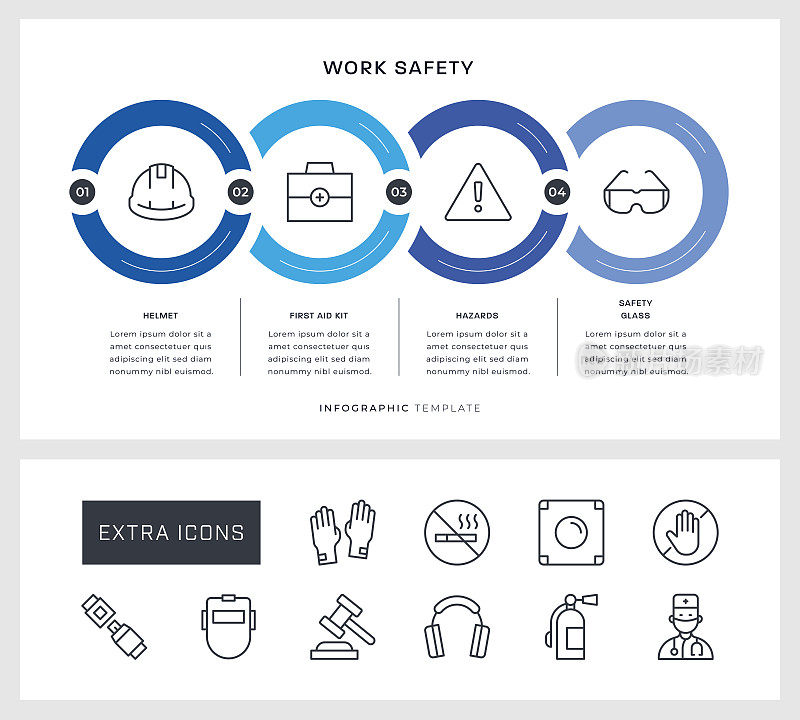 工作安全信息图设计与线图标