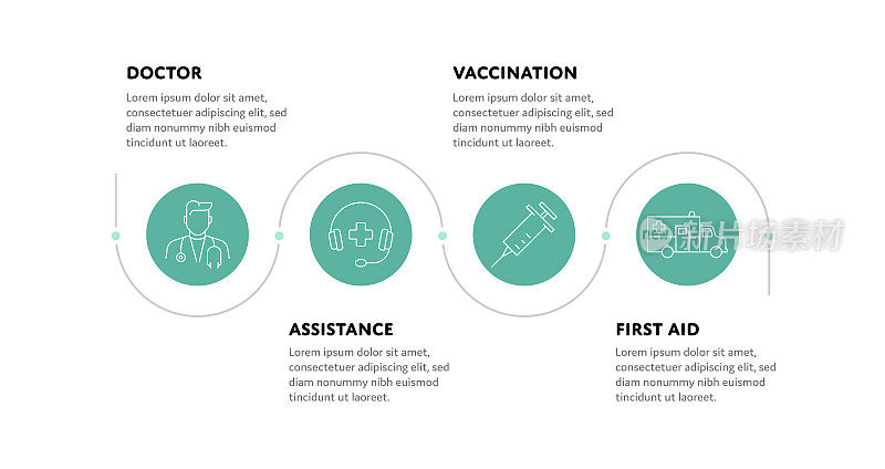 公共卫生概念信息图表设计与可编辑的笔画线图标