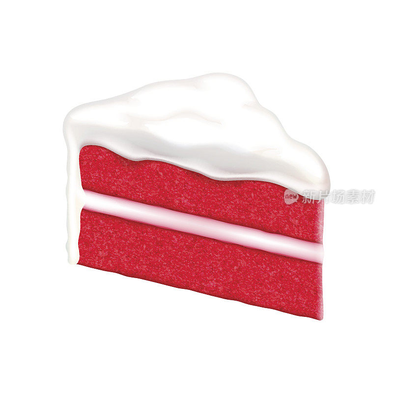 白色背景上的红色天鹅绒蛋糕片