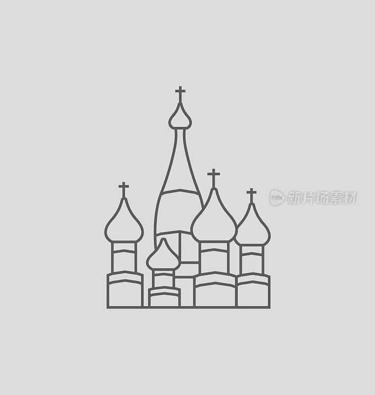圣巴西尔大教堂线条插图