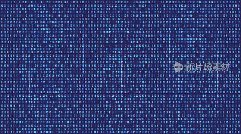 蓝色技术背景。二进制计算机代码。