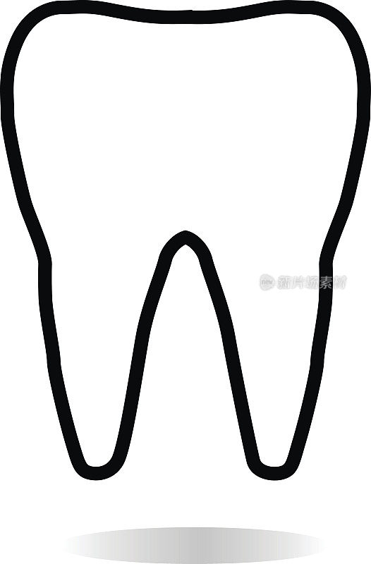 牙齿图标上的白色背景。牙齿的迹象。