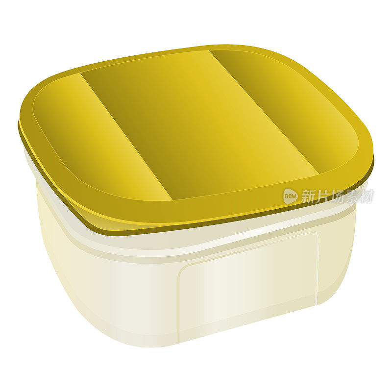 带黄色盖子的塑料容器，午餐盒，午餐盒