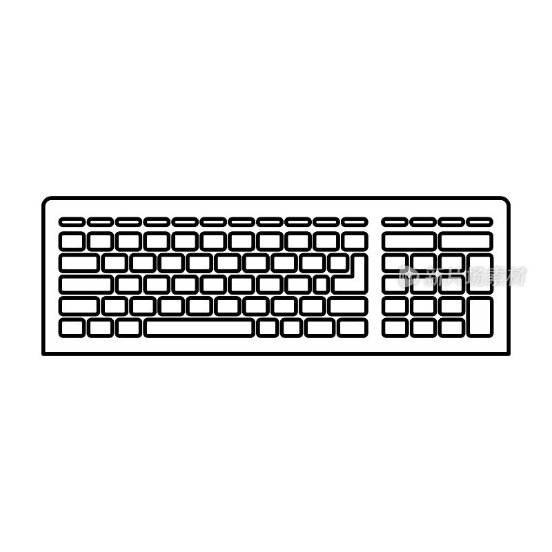 电脑键盘图标的黑色轮廓