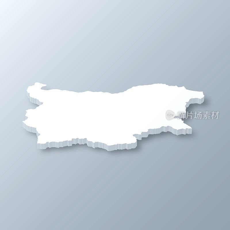 保加利亚3D地图上的灰色背景