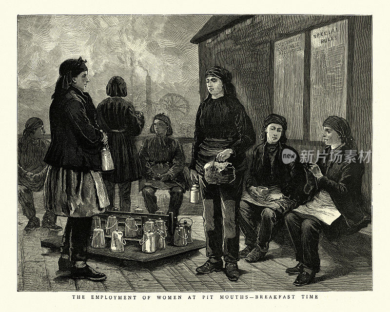女矿工，在矿井口雇用妇女19世纪