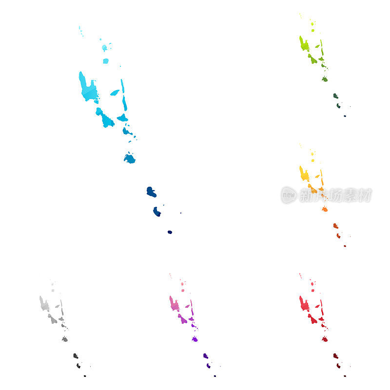 瓦努阿图地图在低多边形风格-彩色多边形几何设计