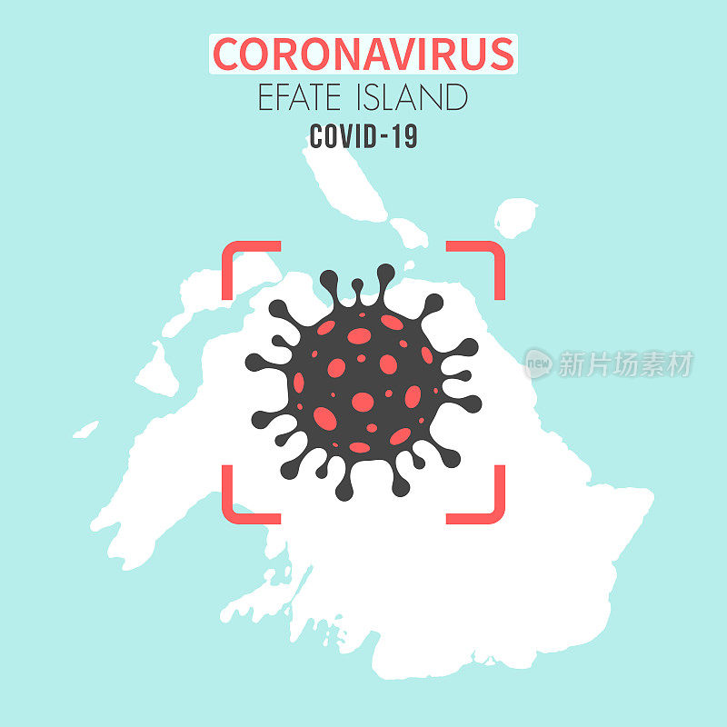 红色取景器中有冠状病毒(COVID-19)的埃菲特岛地图