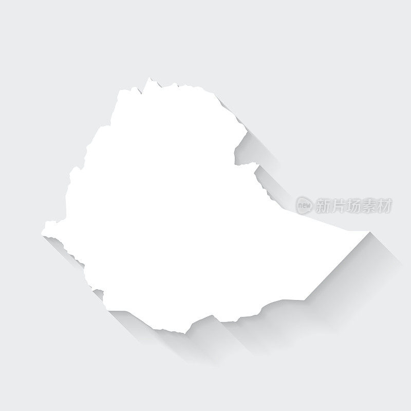 埃塞俄比亚地图与空白背景上的长阴影-平面设计