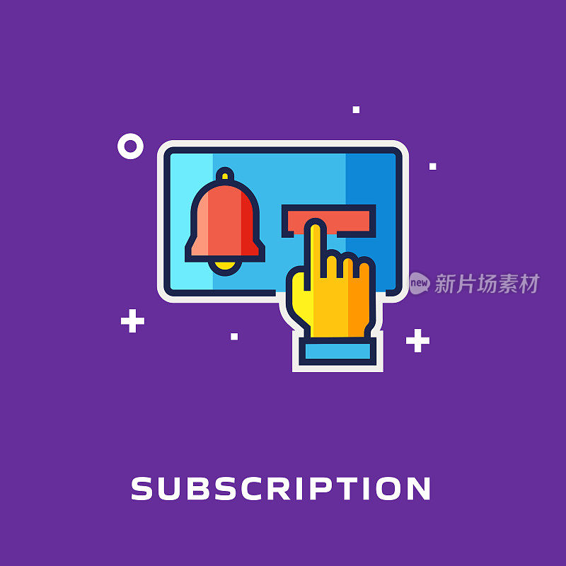 订阅平面线图标，轮廓向量符号插图。
