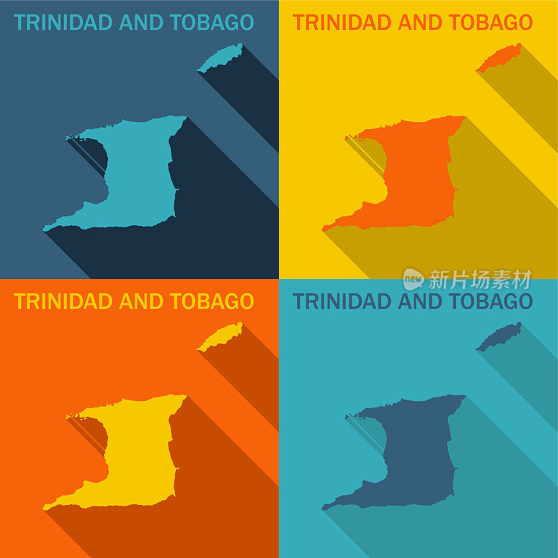 特立尼达和多巴哥平面地图有四种颜色
