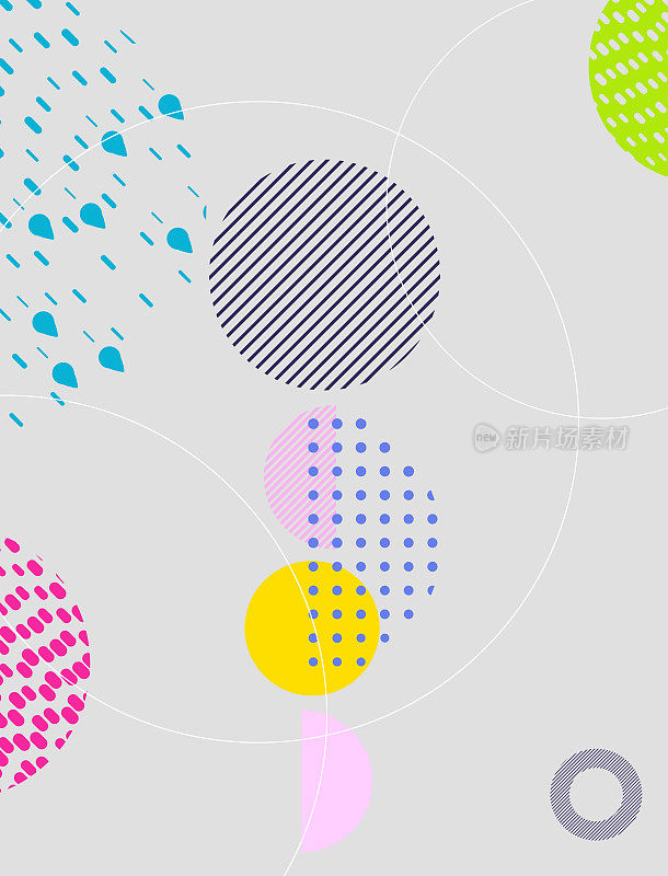 彩色抽象半圆几何形状图案背景的宣传册设计