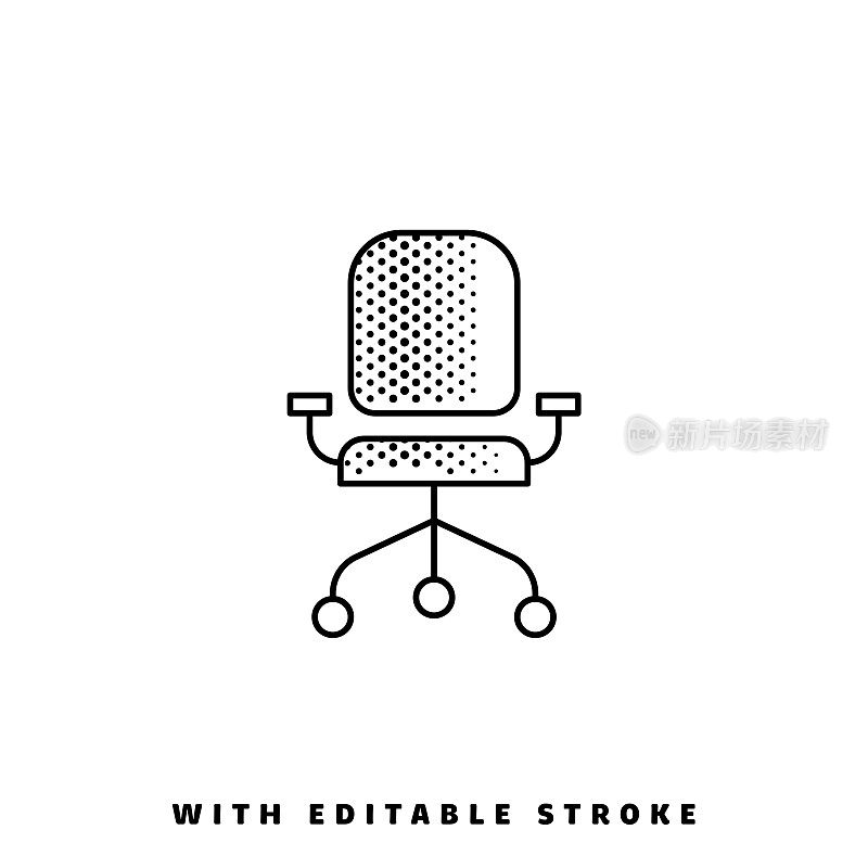 办公椅半色调线图标与可编辑的stroke。