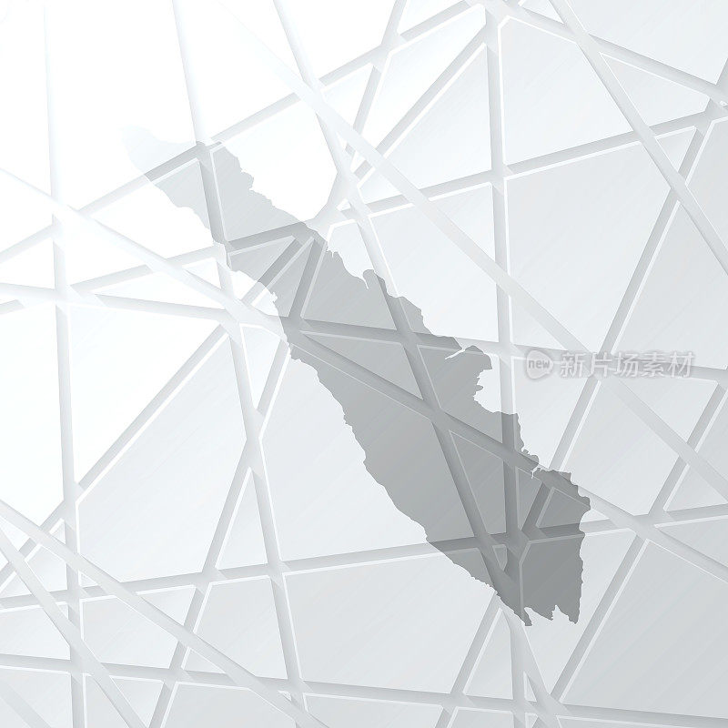 苏门答腊岛地图与网状网络的白色背景