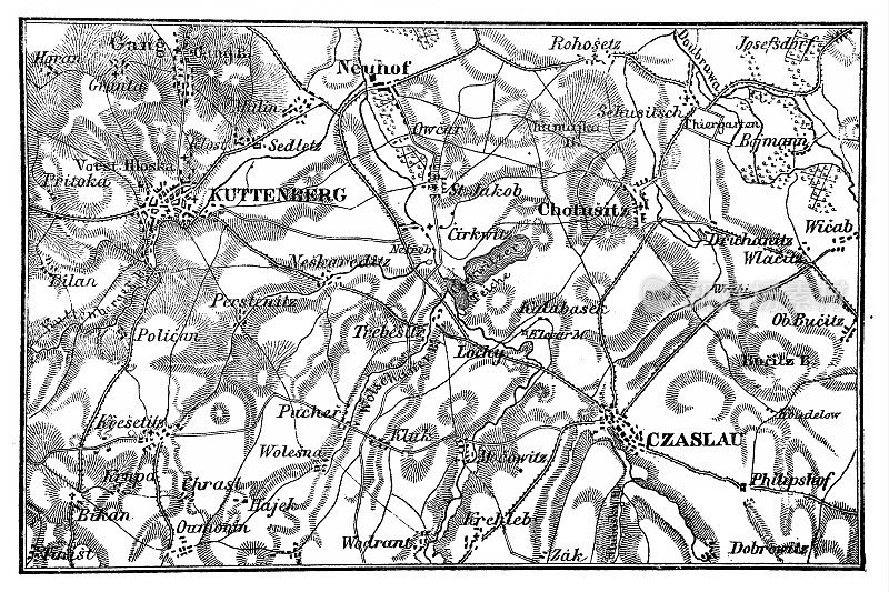 库特纳霍拉-恰斯劳-乔图西茨地区地图