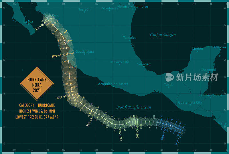 飓风诺拉2021轨道东太平洋信息图