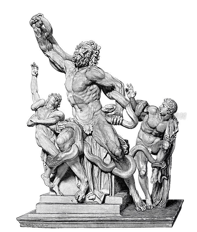 拉奥孔雕像，和一条蛇战斗