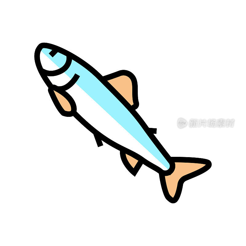 帕尔鲑鱼颜色图标矢量插图
