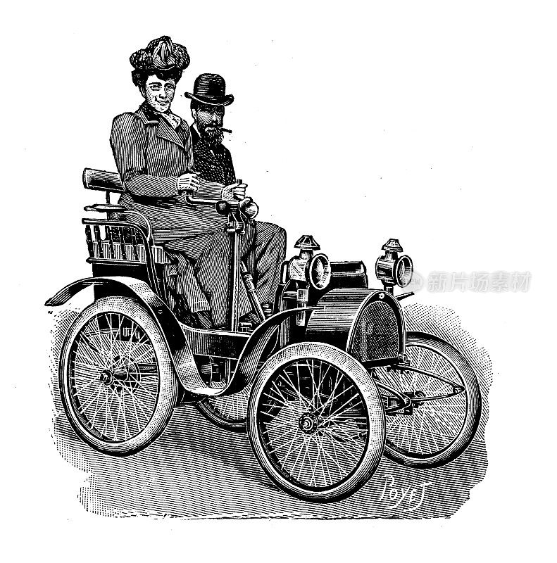 古董插图:汽车和陆地车辆