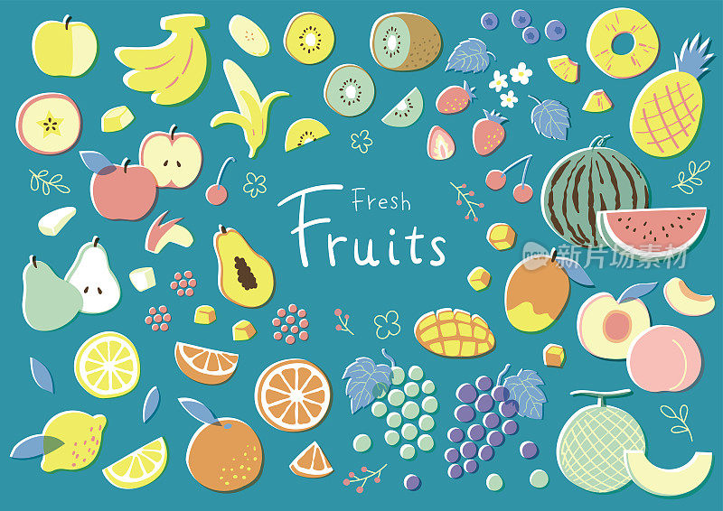 矢量插图集的各种水果