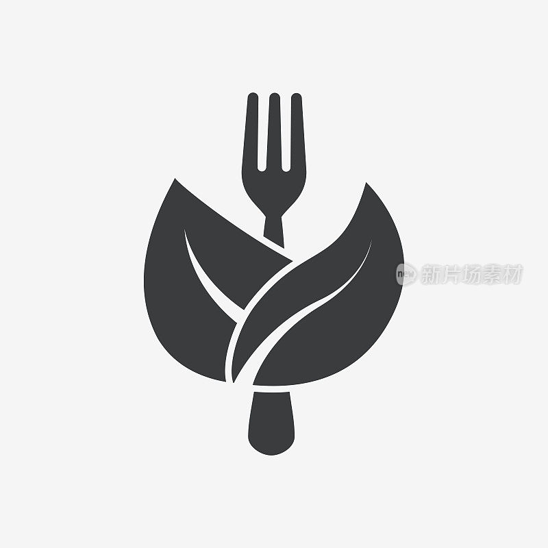 生态食品叉植物平面设计图标
