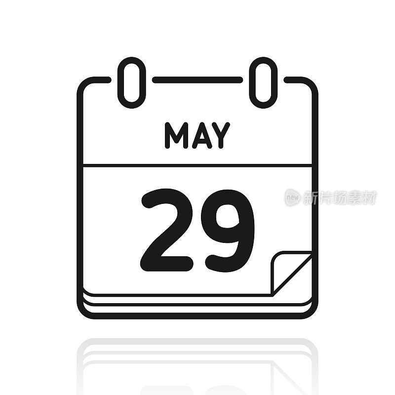 5月29日。白色背景上反射的图标