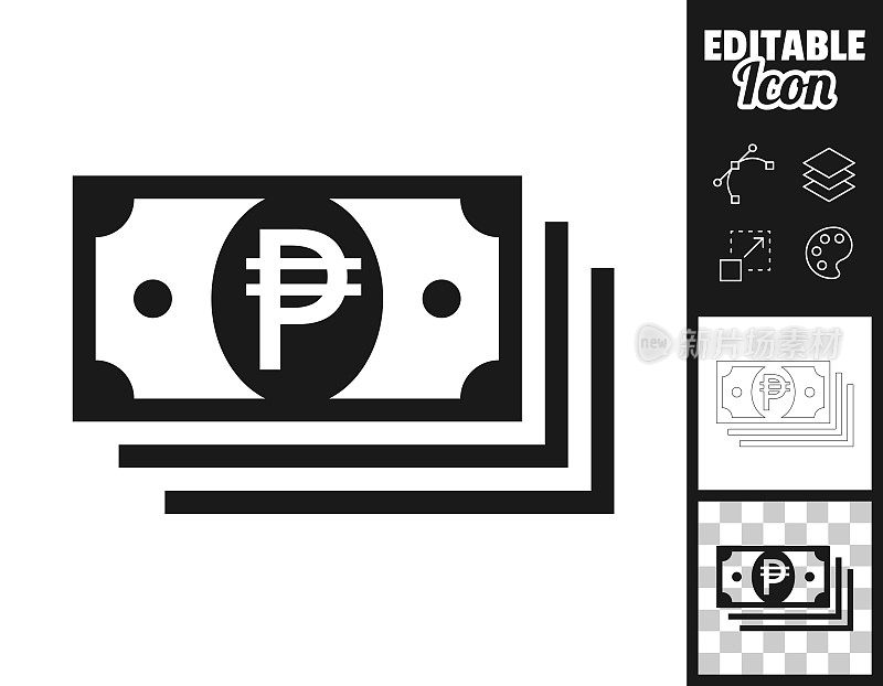 比索钞票。图标设计。轻松地编辑