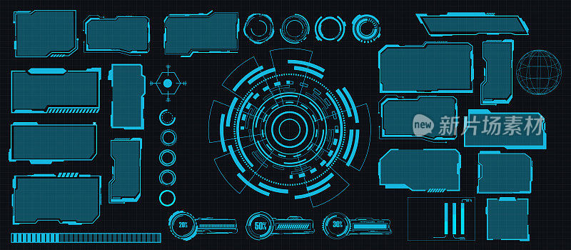 摘要技术未来概念hud界面全息图元素的数字数据和圆