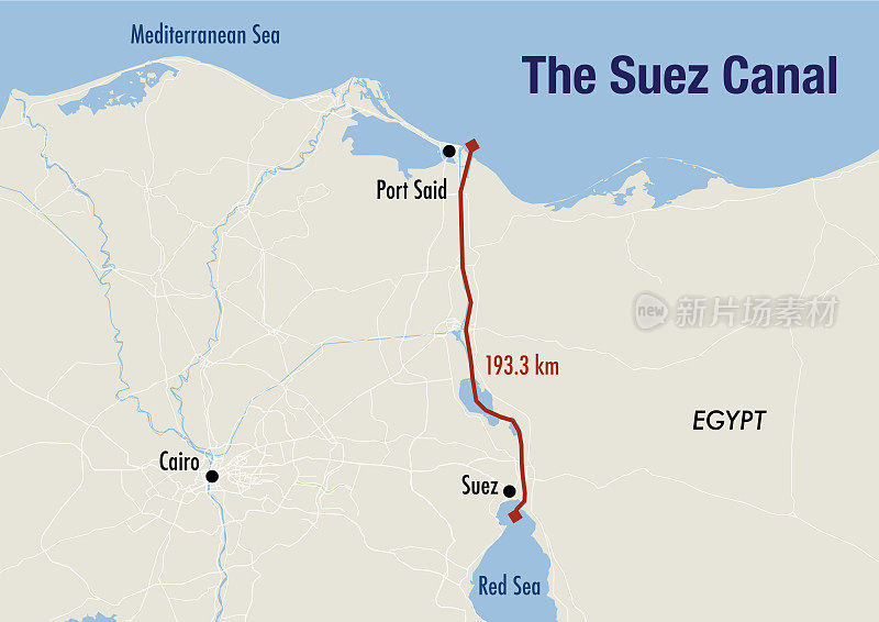 连接欧洲和亚洲的苏伊士运河贸易路线