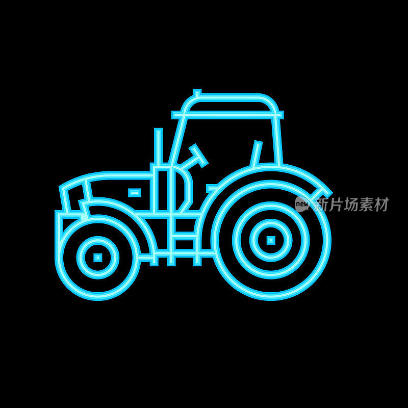 拖拉机农场运输霓虹灯发光图标说明