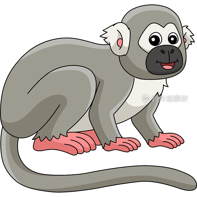 松鼠猴子动物卡通彩色剪贴画