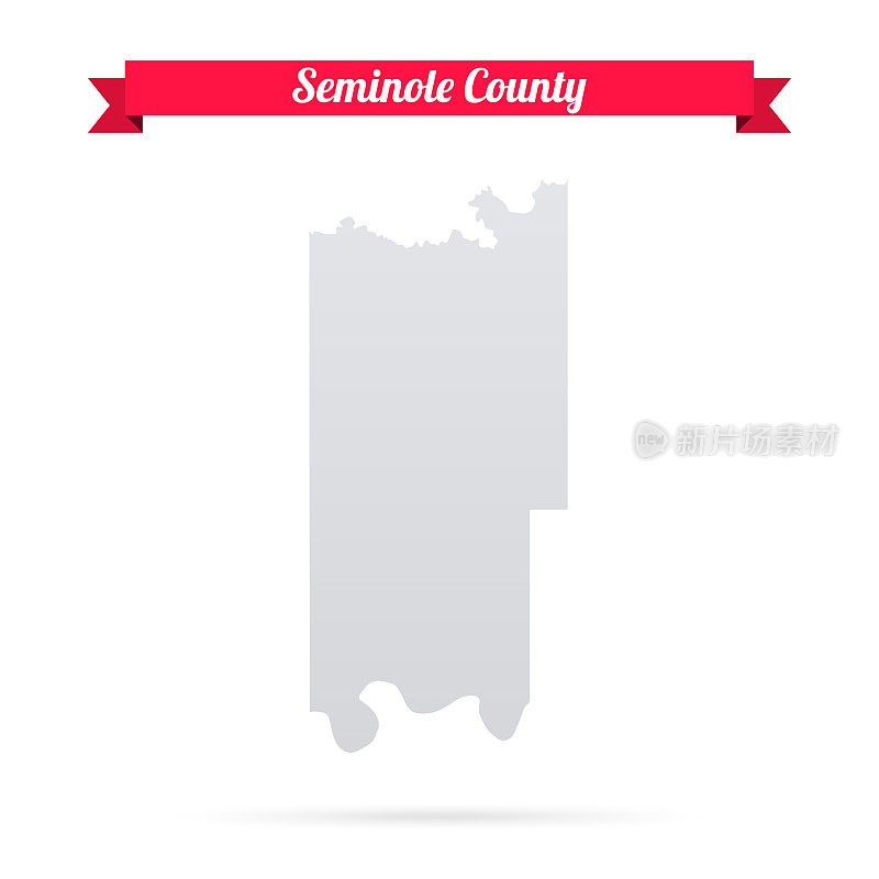 俄克拉荷马州塞米诺尔县。白底红旗地图