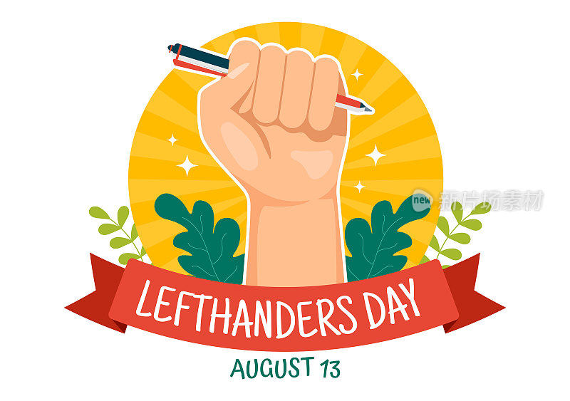 快乐的左撇子日庆祝矢量插图提高在平面卡通手绘模板中左撇子的自豪感