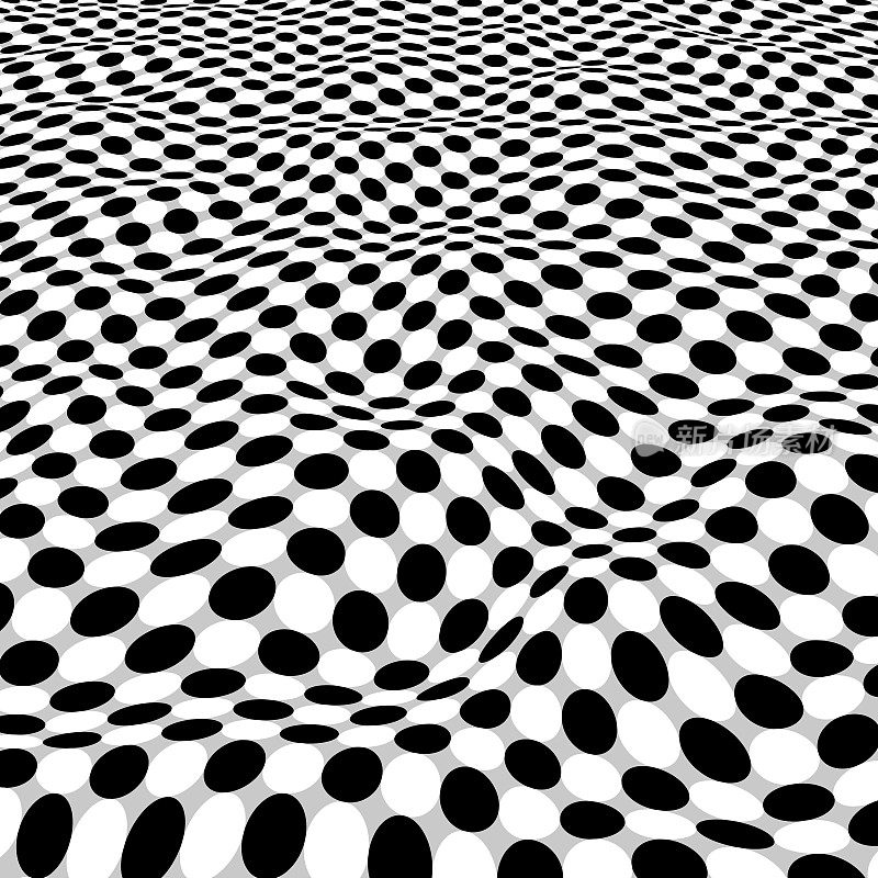 用黑白相间的圆点组成网格波形，形成视觉上鲜明的对比。