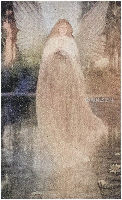 古董绘画照片:圣杯天使