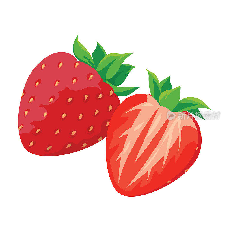 草莓被隔离在白色背景上。
