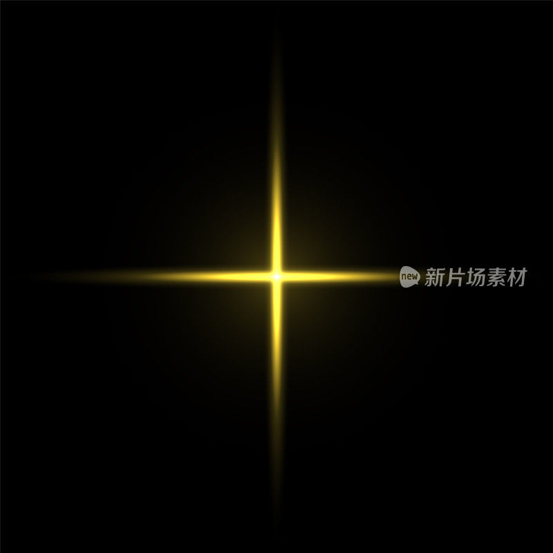 金色十字形状的光在黑色的背景