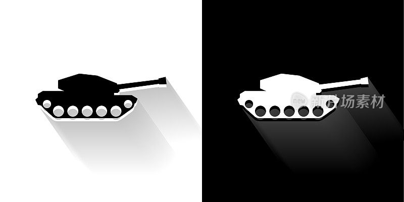 坦克黑白图标与长影子